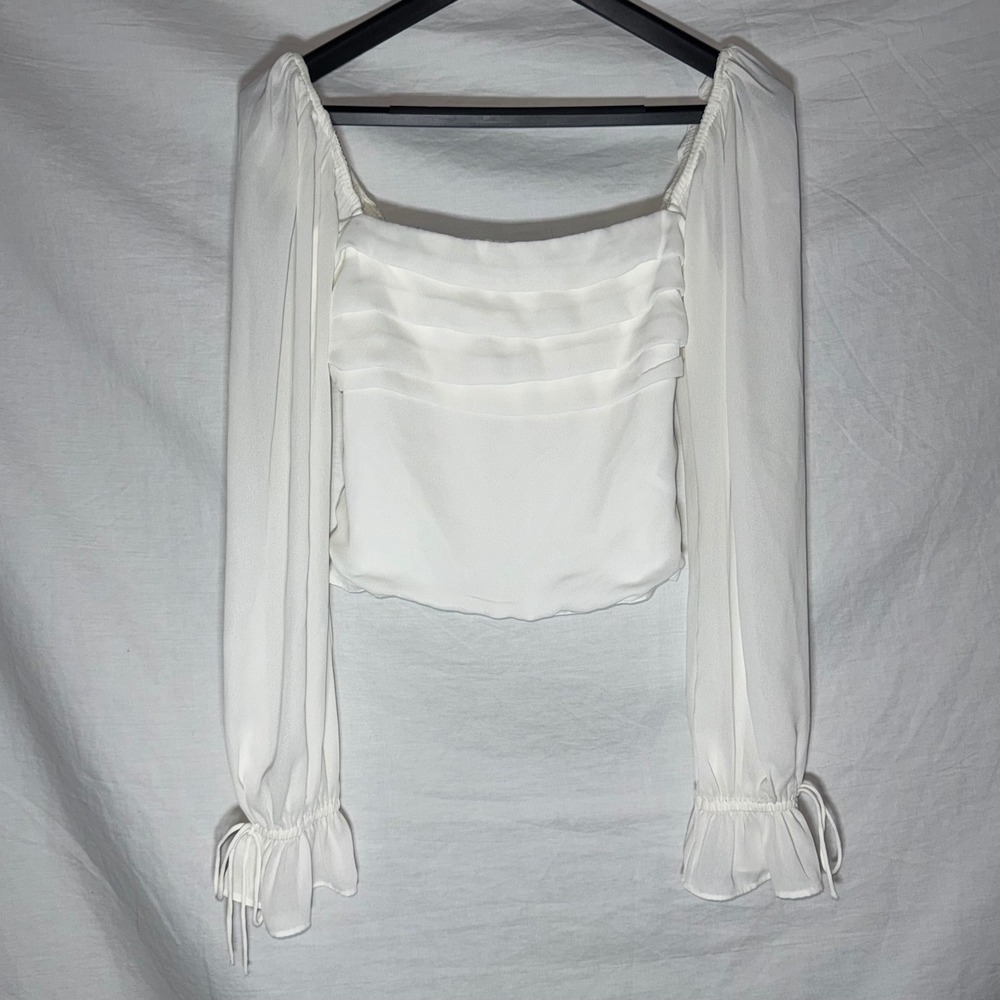 Abercrombie & Fitch Coquette Peasant Blouse White Ruffle Square Neck Size Small